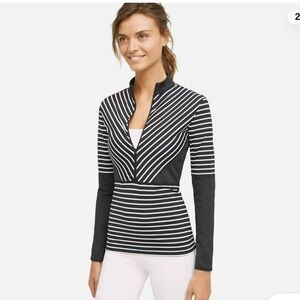 Adidas Stella McCartney Womens Long Sleeve Striped Athletic top Black White L